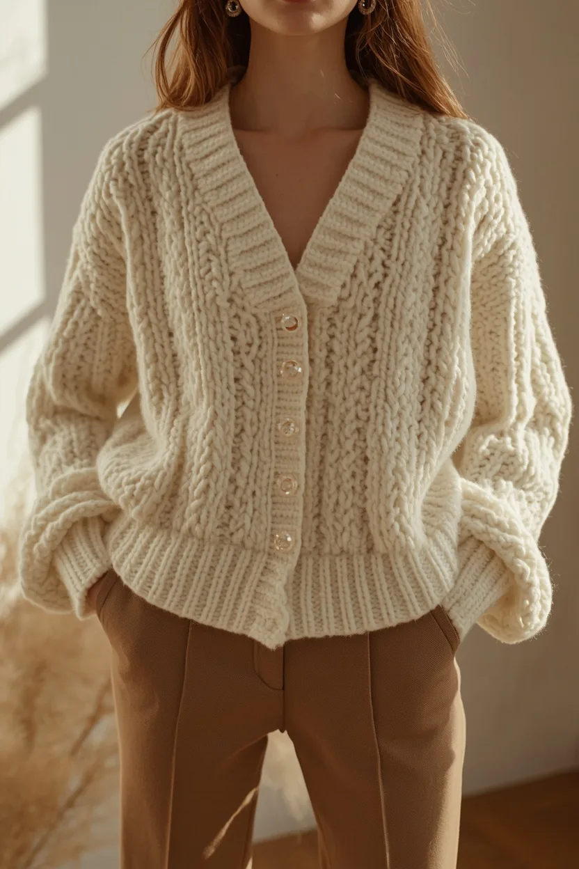 Chaqueta Punto Marfil