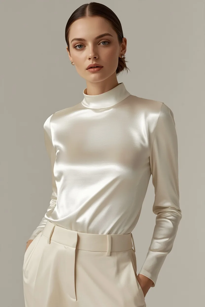 Top Satinado Marfil